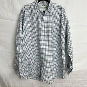 Orvis Long Sleeve Button Down Shirt Plaid White Blue Blue Mens 2XL Big Size